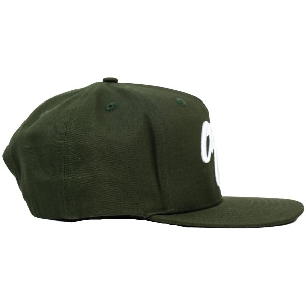 Snap-It-Back Olive Green Script Hat